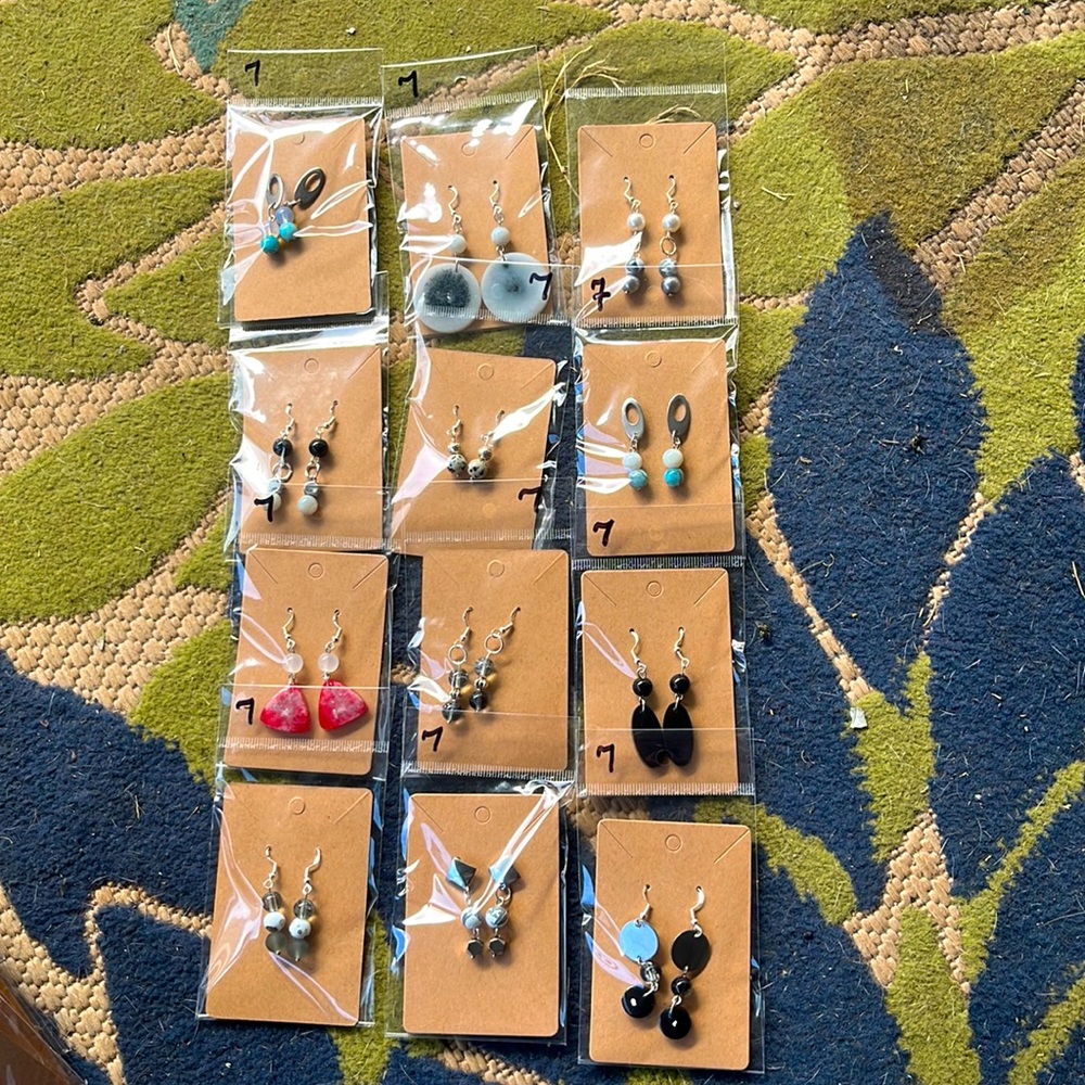 Resin, glass bead earrings. Handmade. 7ea.